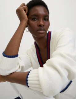 Cotton Rich Tipped Detail Relaxed Cardigan -M&S cotton rich tipped detail relaxed cardigan 13