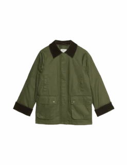 Cotton Rich Waxed Quilted Parka Coat -M&S cotton rich waxed quilted parka coat 1