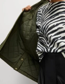 Cotton Rich Waxed Quilted Parka Coat -M&S cotton rich waxed quilted parka coat 10