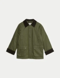 Cotton Rich Waxed Quilted Parka Coat -M&S cotton rich waxed quilted parka coat 13