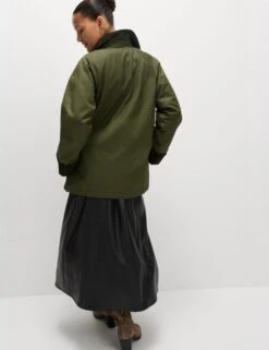 Cotton Rich Waxed Quilted Parka Coat -M&S cotton rich waxed quilted parka coat 8