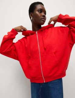 Cotton Rich Zip Up Hoodie -M&S cotton rich zip up hoodie 16