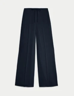 Crepe Elasticated Waist Wide Leg Trousers -M&S crepe elasticated waist wide leg trousers 10