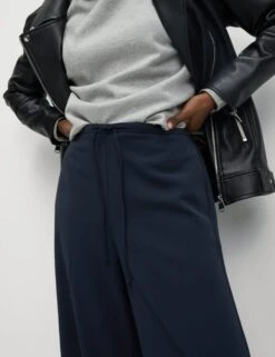 Crepe Elasticated Waist Wide Leg Trousers -M&S crepe elasticated waist wide leg trousers 13