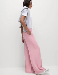Crepe Elasticated Waist Wide Leg Trousers -M&S crepe elasticated waist wide leg trousers 8