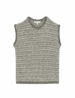 Crew Neck Slim Fit Knitted Vest With Cotton -M&S crew neck slim fit knitted vest with cotton