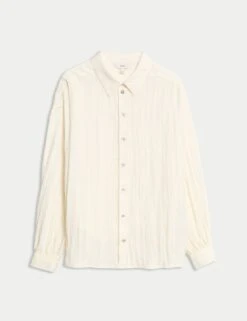 Crinkle Textured Collared Shirt -M&S crinkle textured collared shirt 12