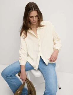 Crinkle Textured Collared Shirt -M&S crinkle textured collared shirt 14