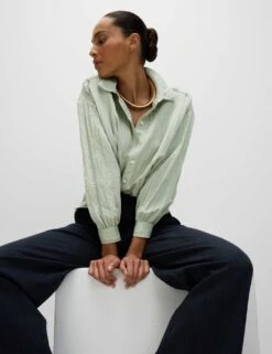 Crinkle Textured Collared Shirt -M&S crinkle textured collared shirt 7