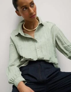 Crinkle Textured Collared Shirt -M&S crinkle textured collared shirt 8