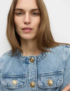 Denim Collarless Short Jacket -M&S denim collarless short jacket 11