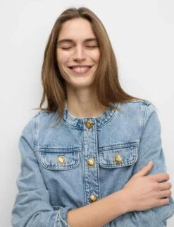 Denim Collarless Short Jacket -M&S denim collarless short jacket 9