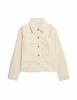 Denim Embroidered Relaxed Shacket -M&S denim embroidered relaxed shacket