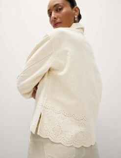 Denim Embroidered Relaxed Shacket -M&S denim embroidered relaxed shacket 8