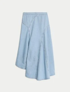 Denim High Waisted Maxi Asymmetric Skirt -M&S denim high waisted maxi asymmetric skirt 10
