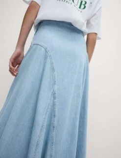 Denim High Waisted Maxi Asymmetric Skirt -M&S denim high waisted maxi asymmetric skirt 13