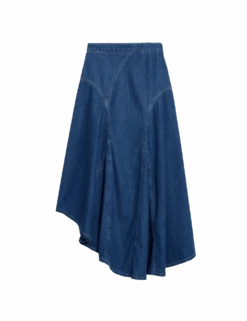 Denim High Waisted Maxi Asymmetric Skirt -M&S denim high waisted maxi asymmetric skirt