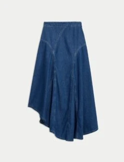 Denim High Waisted Maxi Asymmetric Skirt -M&S denim high waisted maxi asymmetric skirt 5