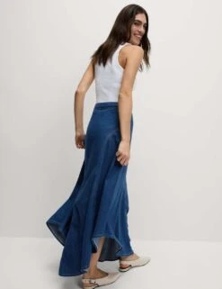 Denim High Waisted Maxi Asymmetric Skirt -M&S denim high waisted maxi asymmetric skirt 7