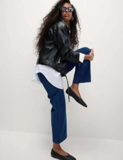 Denim Jersey Straight Leg Trousers -M&S denim jersey straight leg trousers 4