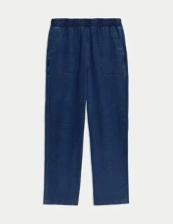 Denim Jersey Straight Leg Trousers -M&S denim jersey straight leg trousers 7