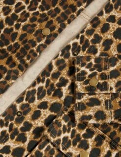 Denim Leopard Print Collarless Jacket -M&S denim leopard print collarless jacket 10