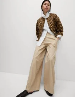 Denim Leopard Print Collarless Jacket -M&S denim leopard print collarless jacket 13