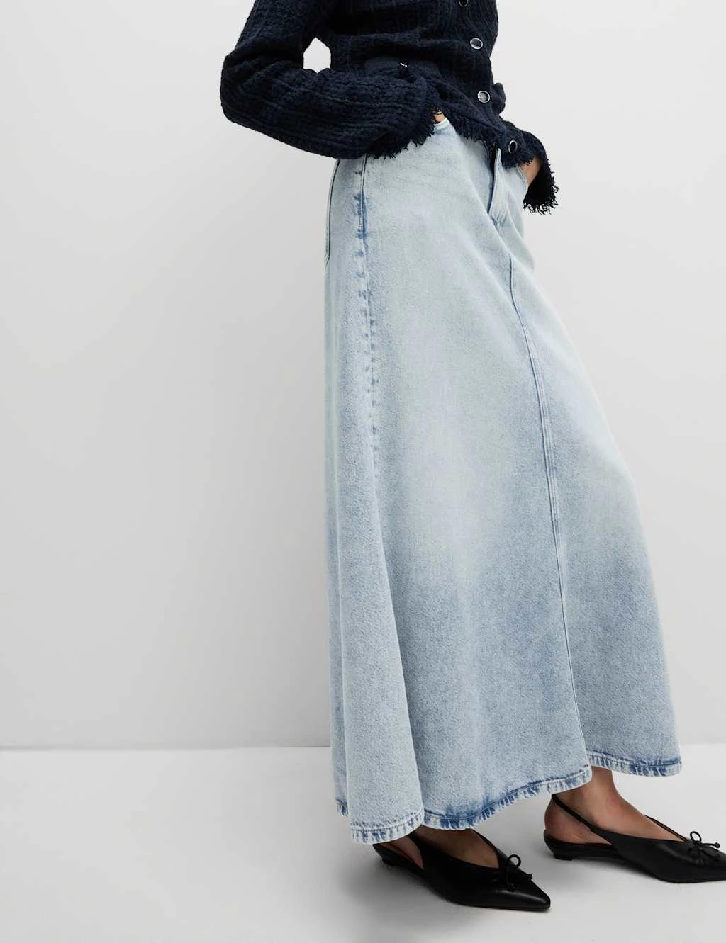 Denim Maxi A-Line Skirt 20 Denim Maxi A-Line Skirt - Image 18