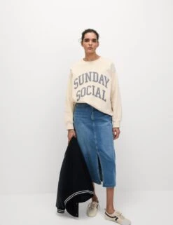 Denim Midi Skirt -M&S denim midi skirt 14