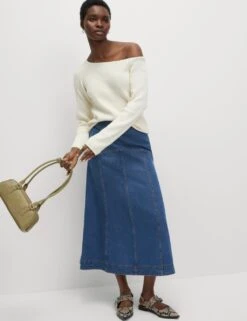 Denim Seam Detail Midi Skirt -M&S denim seam detail midi skirt 6