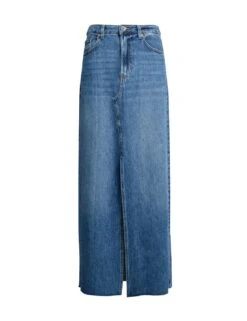 Denim Split Front Maxi Skirt -M&S denim split front maxi shirt 2