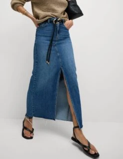 Denim Split Front Maxi Skirt -M&S denim split front maxi shirt