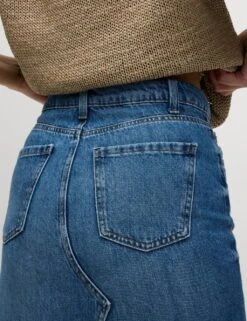 Denim Split Front Maxi Skirt -M&S denim split front maxi shirt 4