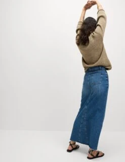 Denim Split Front Maxi Skirt -M&S denim split front maxi shirt 6