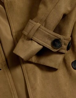 Double Breasted Longline Suedette Trench Coat -M&S double breasted longline trench coat 2