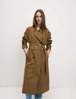Double Breasted Longline Suedette Trench Coat -M&S double breasted longline trench coat 5