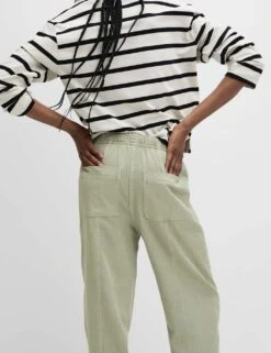 Drawstring Pull On Garment Dye Cropped Tapered Trousers 28 Drawstring Pull On Garment Dye Cropped Tapered Trousers -M&S drawstring pull on garment dye tapered trousers 1