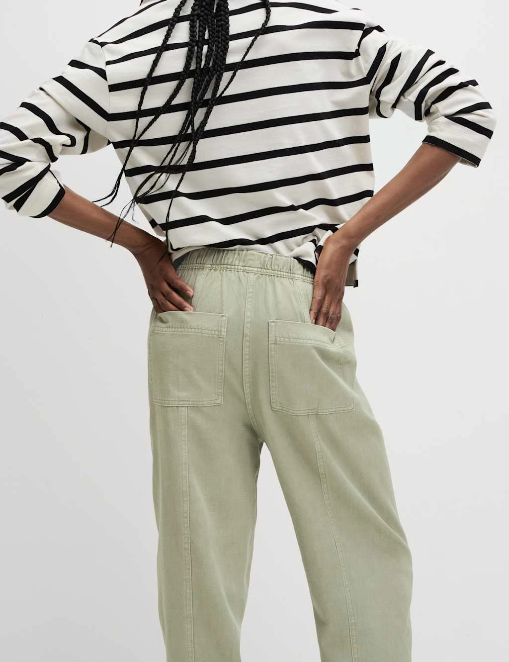 Drawstring Pull On Garment Dye Cropped Tapered Trousers 9 Drawstring Pull On Garment Dye Cropped Tapered Trousers - Image 7