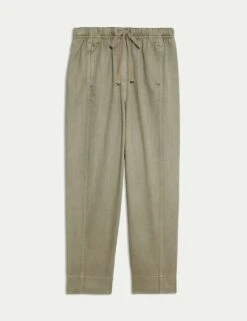 Drawstring Pull On Garment Dye Cropped Tapered Trousers 39 Drawstring Pull On Garment Dye Cropped Tapered Trousers -M&S drawstring pull on garment dye tapered trousers 10