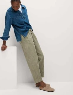 Drawstring Pull On Garment Dye Cropped Tapered Trousers 40 Drawstring Pull On Garment Dye Cropped Tapered Trousers -M&S drawstring pull on garment dye tapered trousers 11
