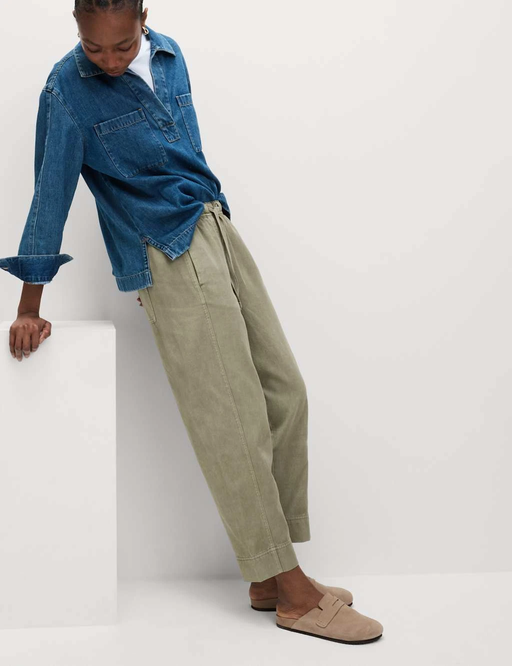 Drawstring Pull On Garment Dye Cropped Tapered Trousers 21 Drawstring Pull On Garment Dye Cropped Tapered Trousers - Image 19