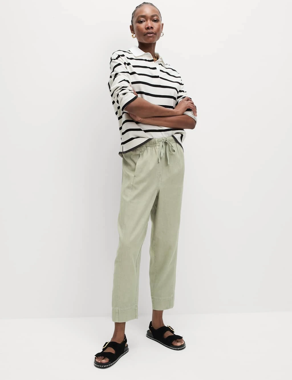 Drawstring Pull On Garment Dye Cropped Tapered Trousers 13 Drawstring Pull On Garment Dye Cropped Tapered Trousers - Image 11