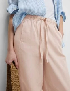 Drawstring Pull On Garment Dye Cropped Tapered Trousers 37 Drawstring Pull On Garment Dye Cropped Tapered Trousers -M&S drawstring pull on garment dye tapered trousers 8