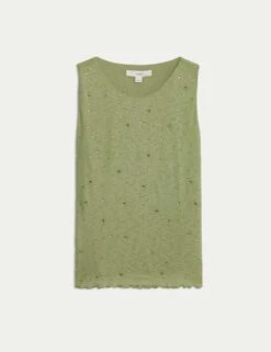 Embellished Crew Neck Vest Top -M&S embellished crew neck vest top 12