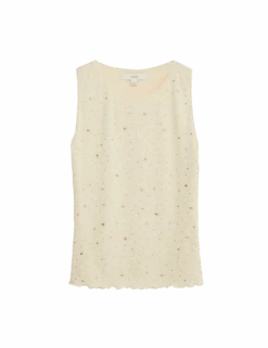 Embellished Crew Neck Vest Top -M&S embellished crew neck vest top