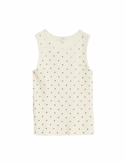 Embellished Ribbed Crew Neck Knitted Vest -M&S embellished ribbed crew neck knitted vest
