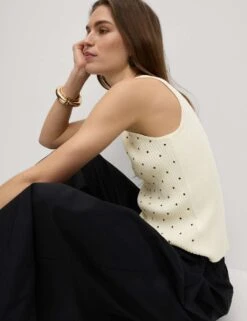 Embellished Ribbed Crew Neck Knitted Vest -M&S embellished ribbed crew neck knitted vest 9