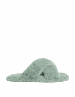 Faux Fur Crossover Open Toe Slippers -M&S faux fur crossover open toe slippers