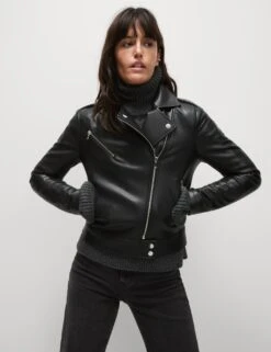 Faux Leather Biker Jacket -M&S faux leather biker jacket 10