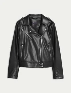 Faux Leather Biker Jacket -M&S faux leather biker jacket 15